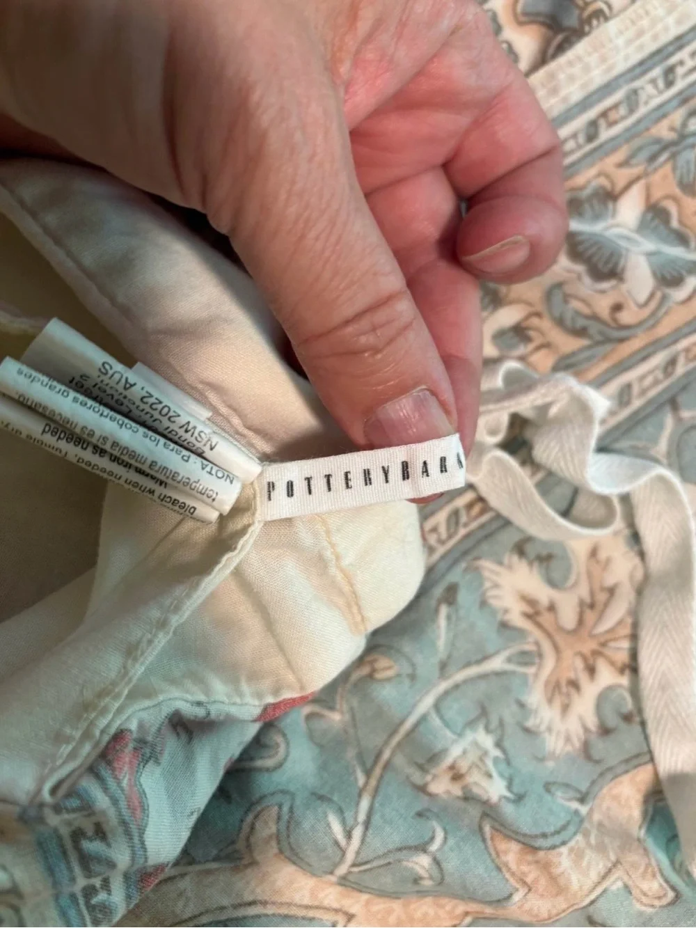 Pottery Barn Paisley-Print Cotton Comforter in Beige and Sage